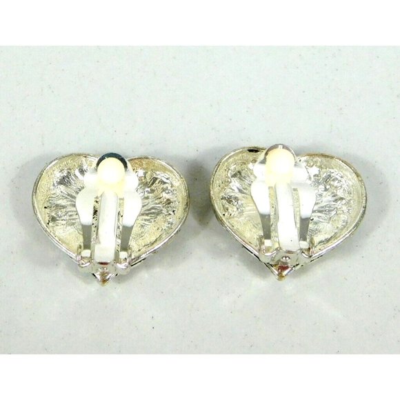 Heart Shape w/Keyhole Filigree Design Comfort Clip Earrings Silver Tone - Picture 8 of 8